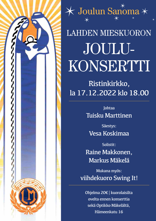 Lahden Mieskuoro Joulukonsertti 2022